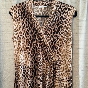 Calvin Klein Animal Print Wrap Blouse